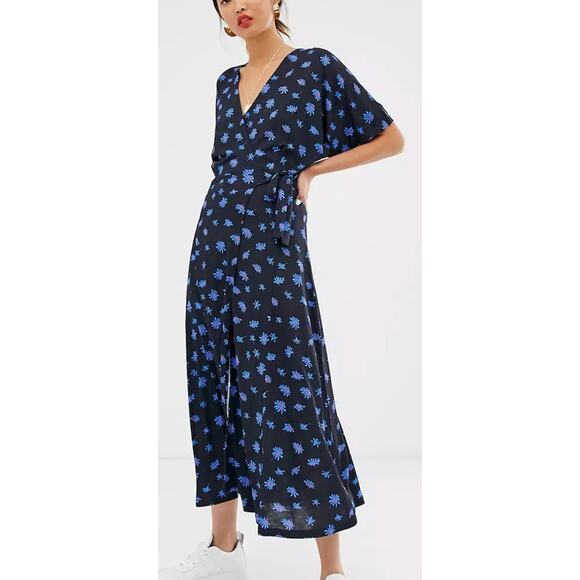 Whistles Pink Floral Dolman Short Sleeve Wrap Midi Dress NWT 10 - Picture 8 of 8